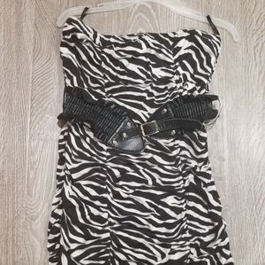 Zebra black & white strapless dress
